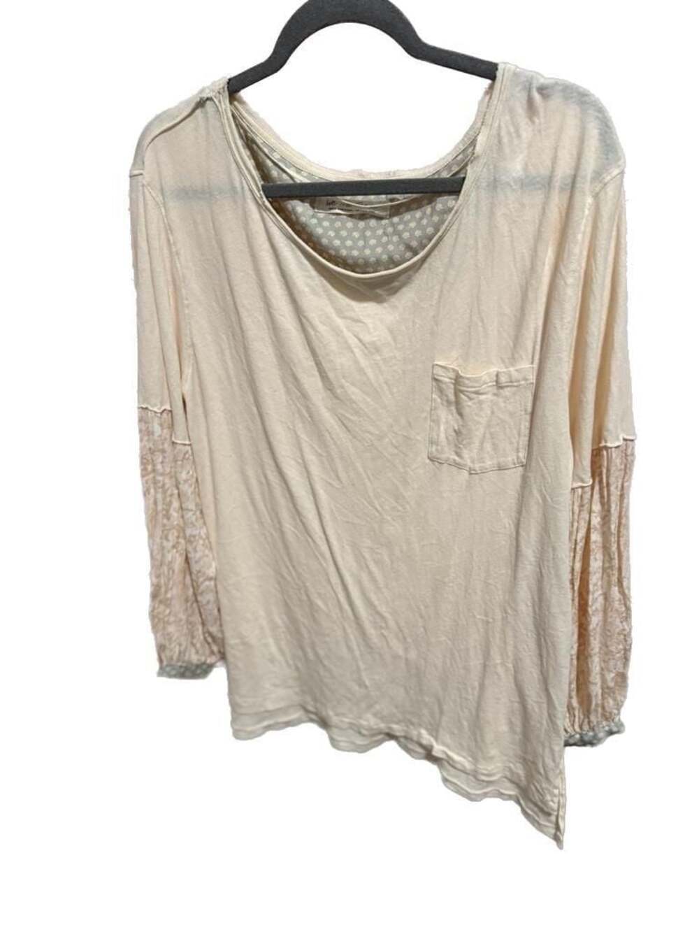 We The Free Jade Long Sleeve Balloon Mixed Print Boho Top